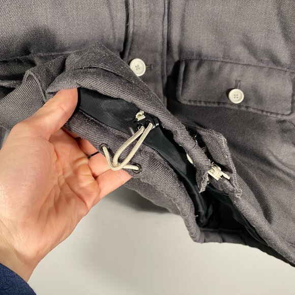 Beams Button Up Wool Hooded Utility Puffer Parka Gray mens size JPN medium - Picture 7 of 11
